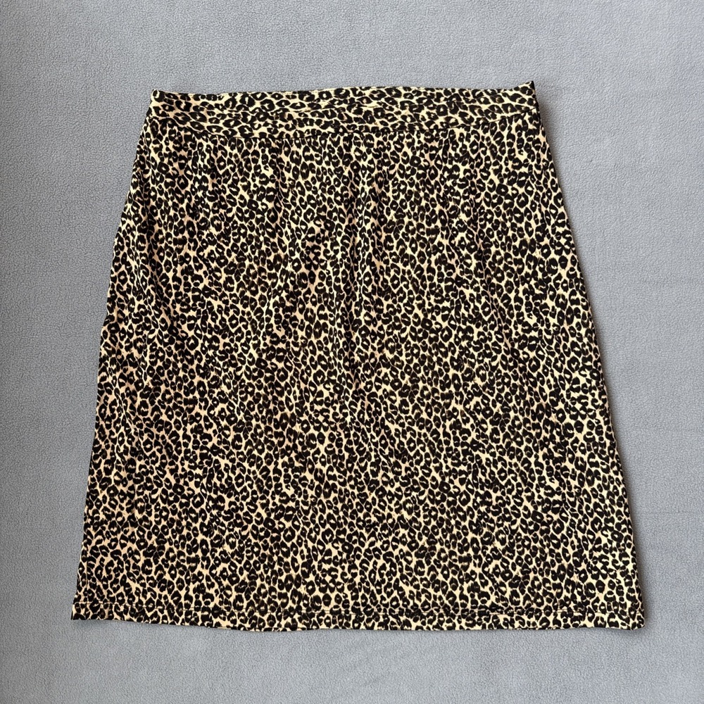 VTG Ann Taylor Skirt Womens‎ 10 Multi Leopard Print Knee Length Rayon Stretch